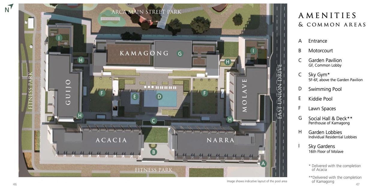 Amenities and common areas map plan for Gardencourt Residences