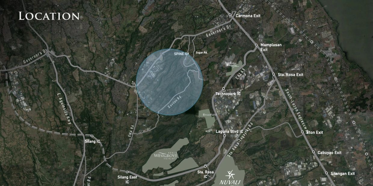 Location map of Aera Heights in Carmona Cavite