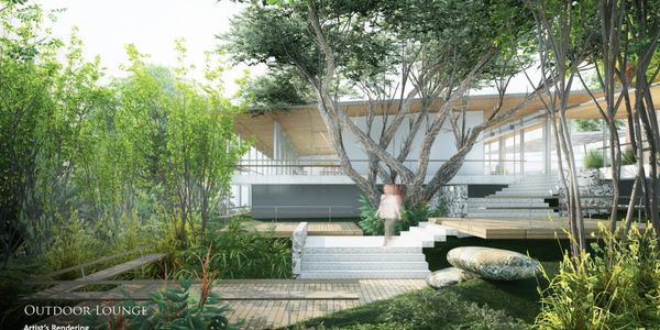 Artist's perspective of the outdoor lounge