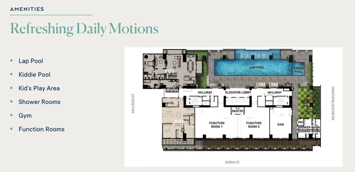 Amenity floor plan of Parkford Suites in Makati