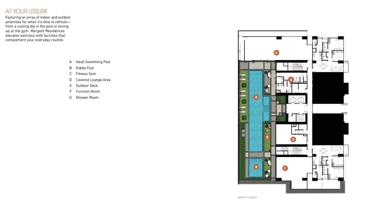 Amenity floor plan of Mergent Residences
