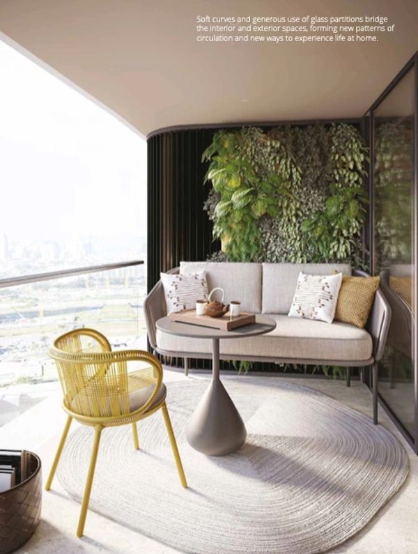 Artist's rendering of the balcony area of a unit in Haraya Residences