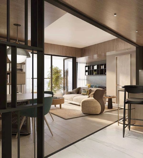 Living area of a unit in Haraya Residences