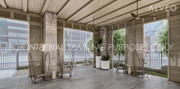 Artist's rendering of the outdoor waiting area in Park East Place