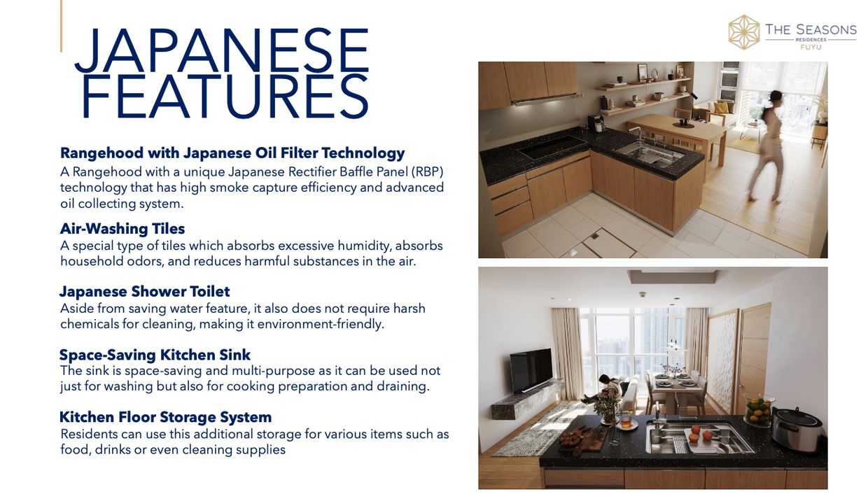 Japanese design features used in units in The Seasons Residences