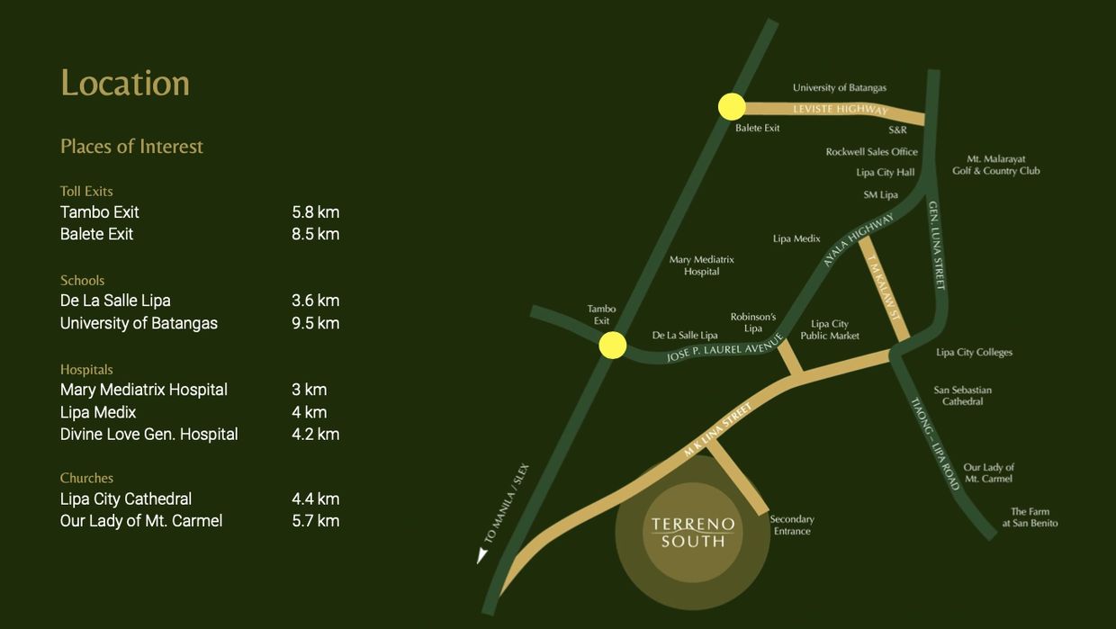 Location map for Terreno South