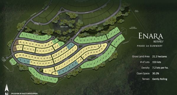 Details for the lots in phase 1A of Enara