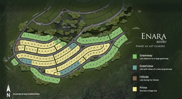 Lot classifications of the lots in phase 1A of Enara