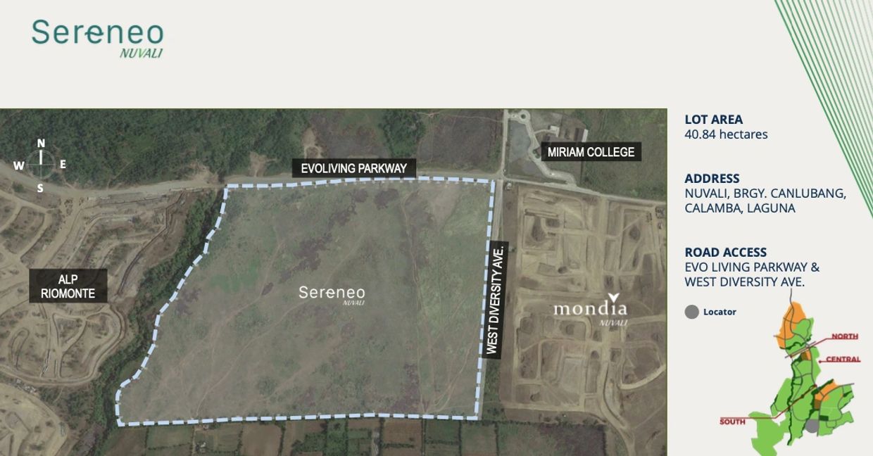Sereneo location map in Nuvali