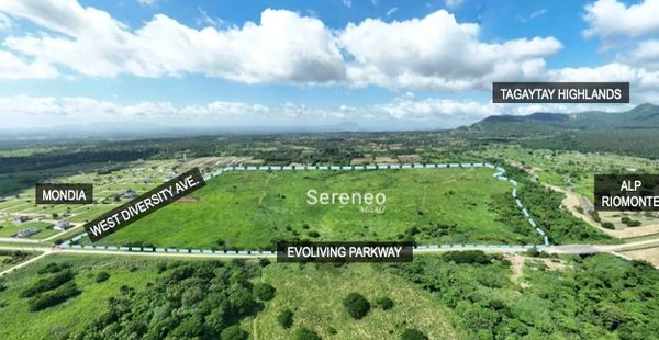 Aerial view of Sereneo with Tagaytay Highlands in the background