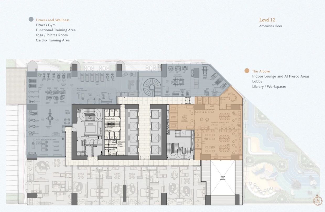 Amenity floor plan on the 12th floor