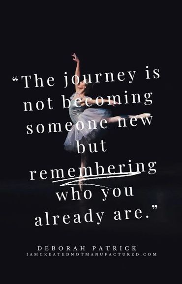 A ballerina dances gracefully with an inspiring quote about self-discovery.
