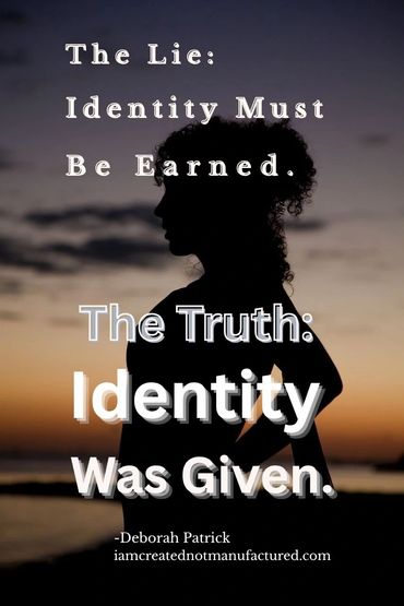 Silhouette of a woman with a quote about identity by Deborah Patrick.