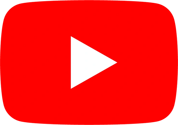 The YouTube logo. Bright red rounded rectangle with a white "play" triangle, centered.