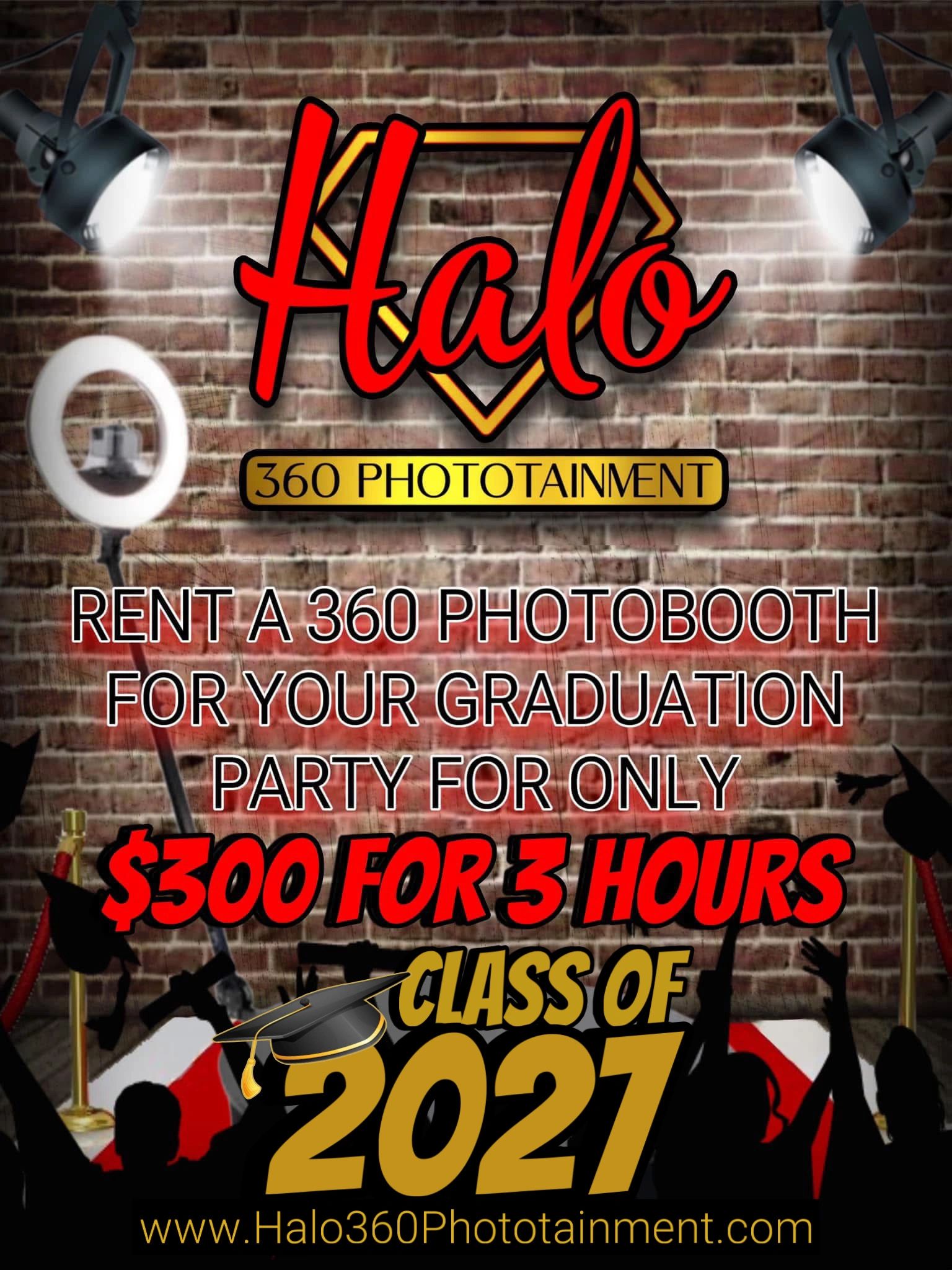 Halo 360 Phototainment offers a 360 photobooth rental for graduation parties.