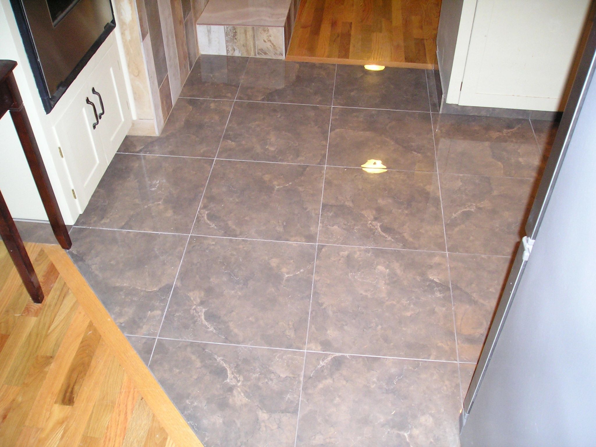 Heated tile floors are very welcoming to the feet.