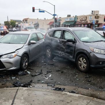 Two cars crashed at an intersection causing personal injury and property damages.