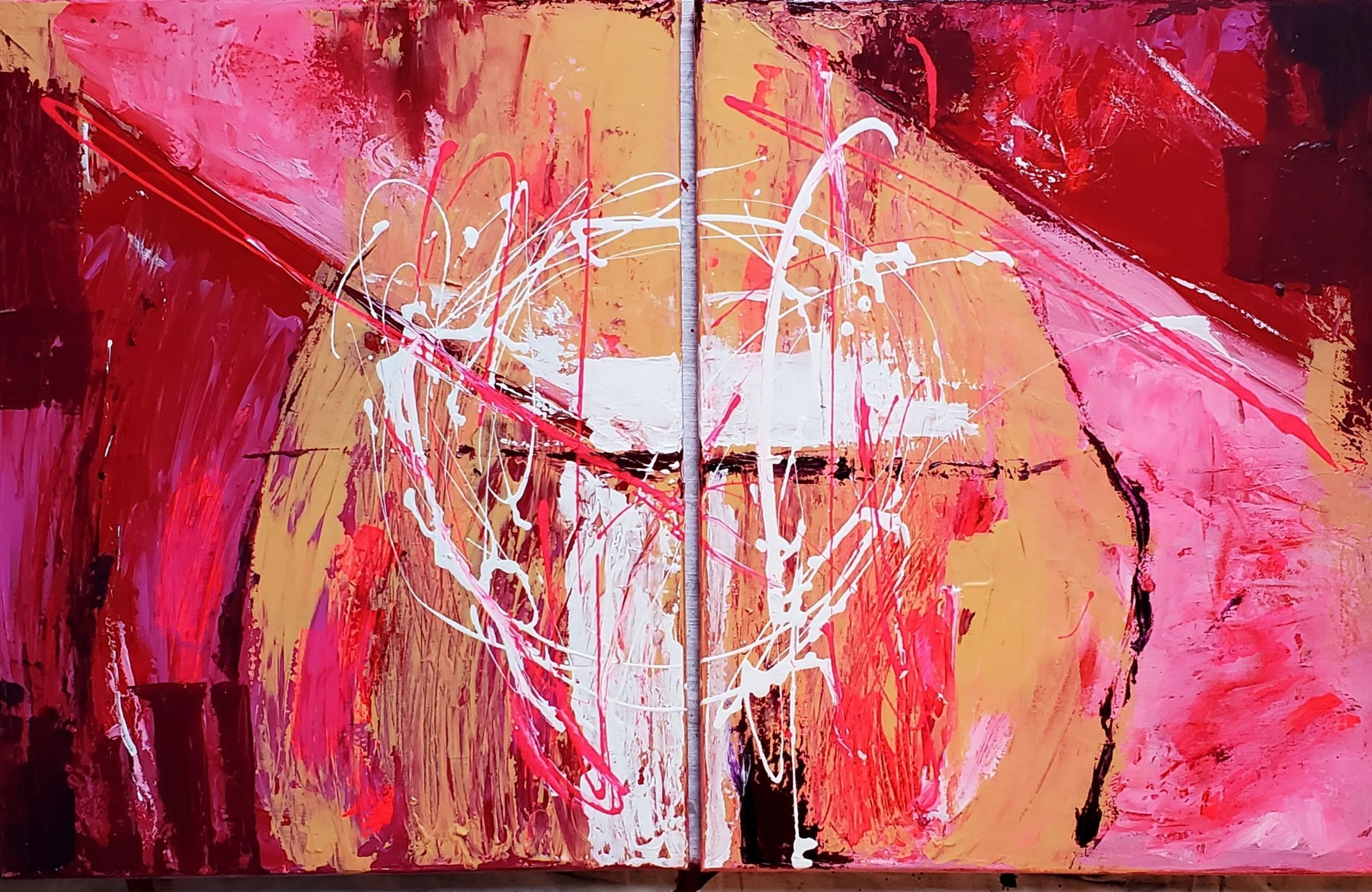 beige , pink diptych