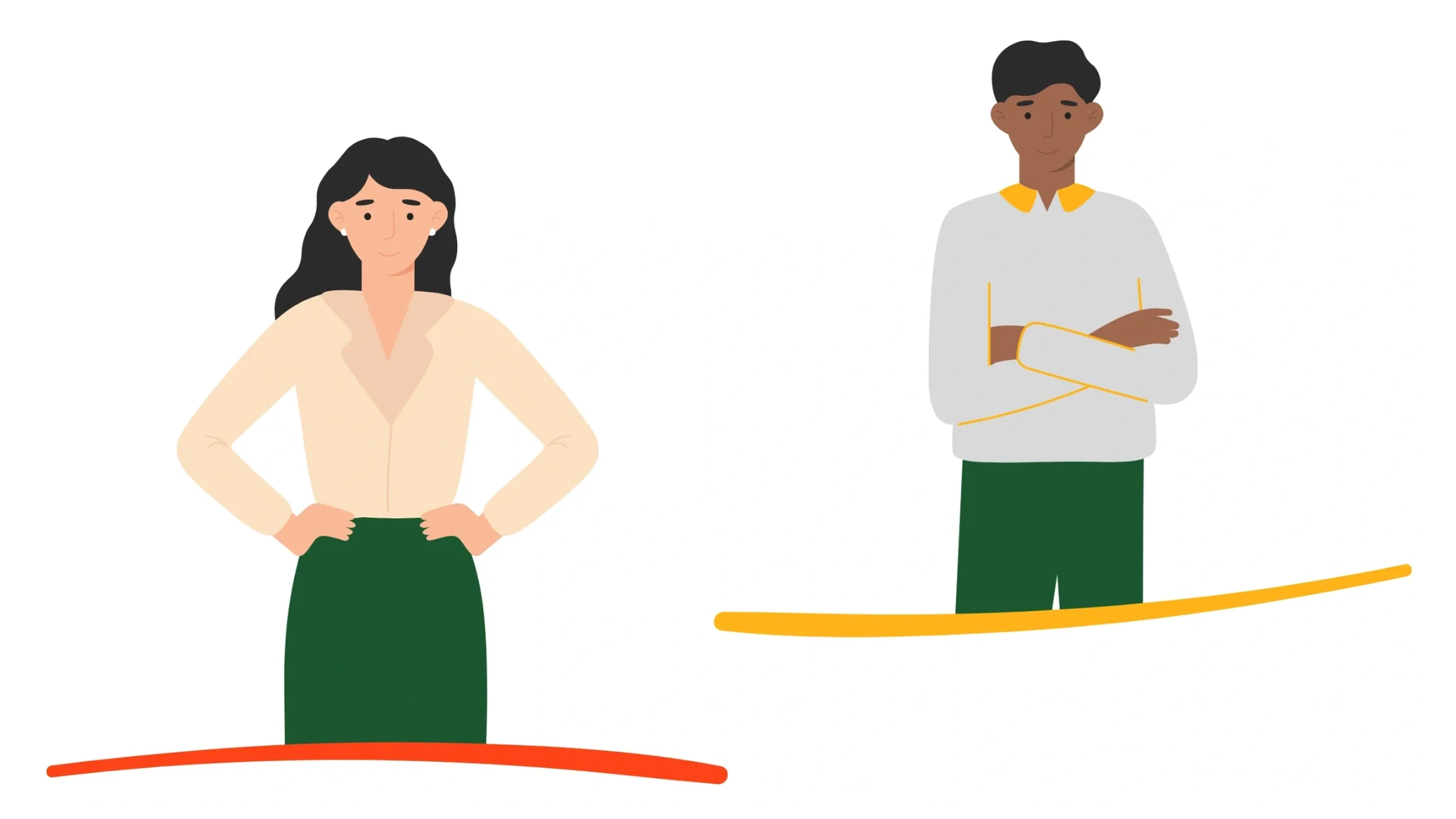 Illustration of two professionals representing legal Spanish translation services