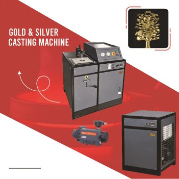 Gold and silver casting machine setup with components.