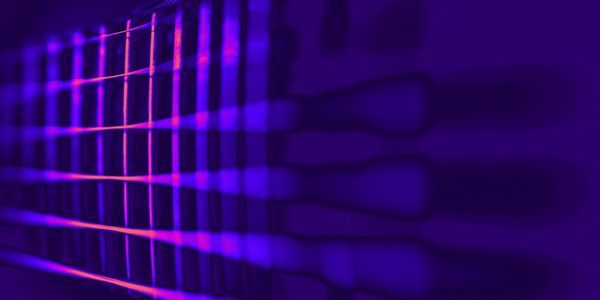 Blue and purple guitar strings