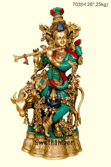
brass krishna idol with cow
krishna with cow brass idol
krishna idol in brass
brass idol of krishna