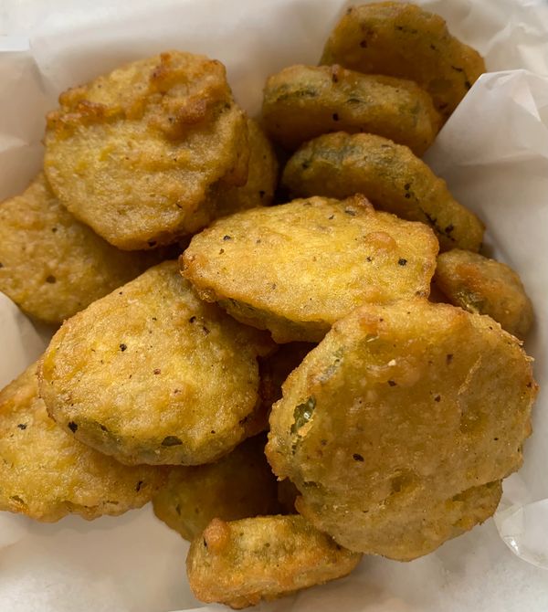 Fried Pickle Chips at Golden Flame Hot Wings