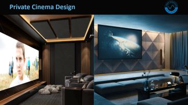 Modern private cinema designs with cozy seating and large screens.
