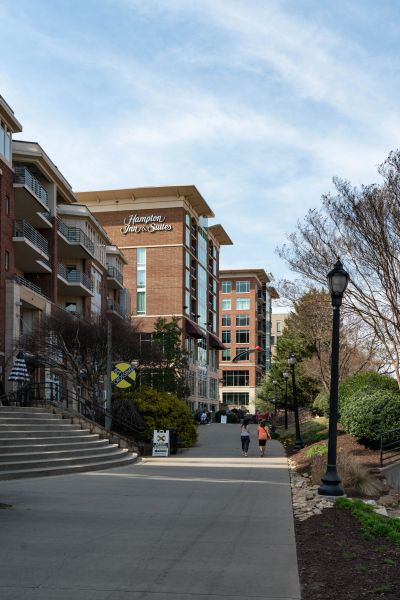 Falls Park, Greenville, SC. Local Restaurants, Hotels, businesses.
