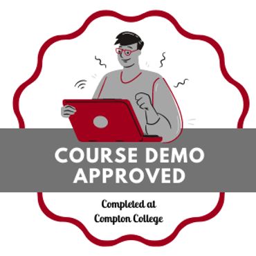 Badge for being certified to teach online and having an active course demo approved