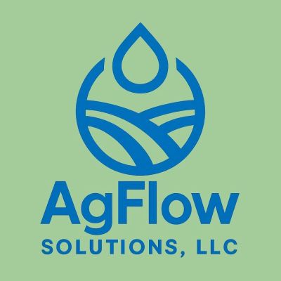 AgFlow Solutions logo with water droplet and field design.