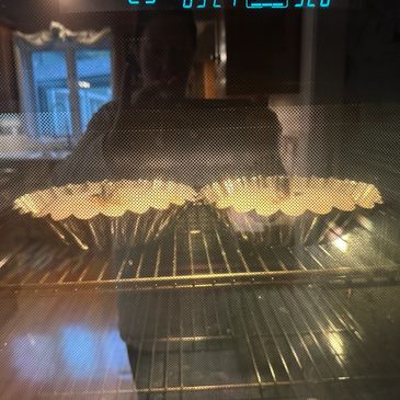 Yummy coffee cakes baking.