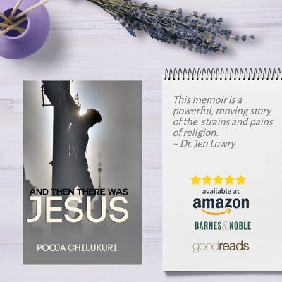 Book cover of Jesus on the cross with a temple and church in the background and sun shining through