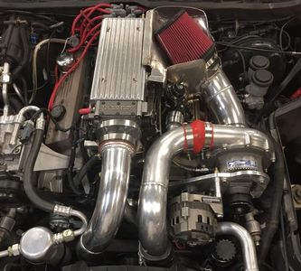 C4 Corvette, 383, Holley intake, Procharger, custom tubing, cold air induction.