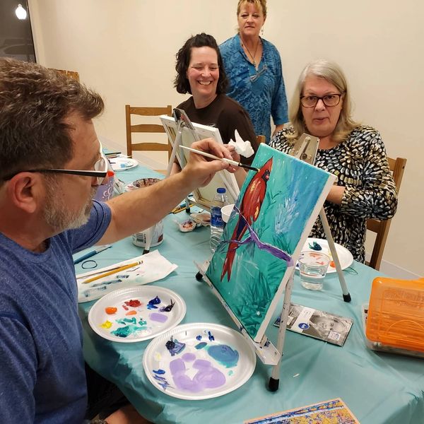 Customers, painting, teacher, and Canvas