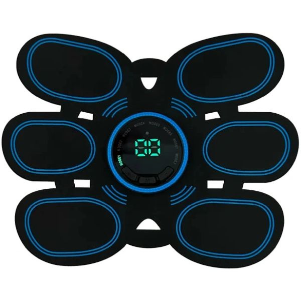 Electronic muscle stimulator with digital display and six pad areas.