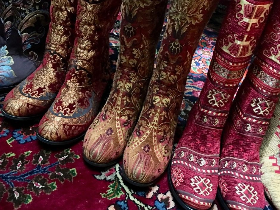 Colette's Custom Designed Tapestry Boots, Artisan-made in Istanbul