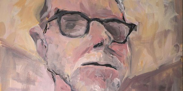 Abstract portrait of a man wearing glasses.