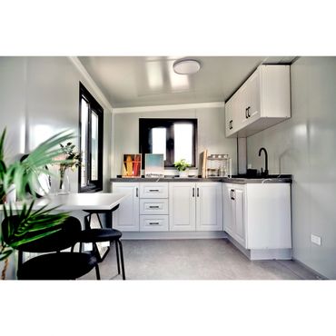 Kitchen of OakZERO Tiny Eco Hubs.