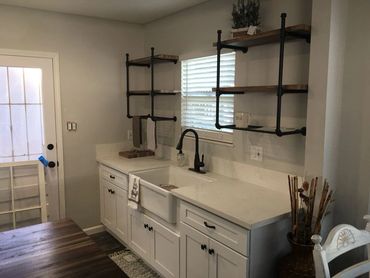 Farm sink installation into White Quartz