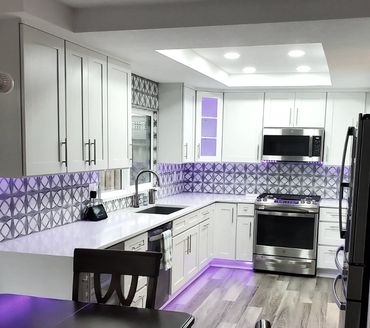 Homeowner installed the cabinets, we finished the joib.