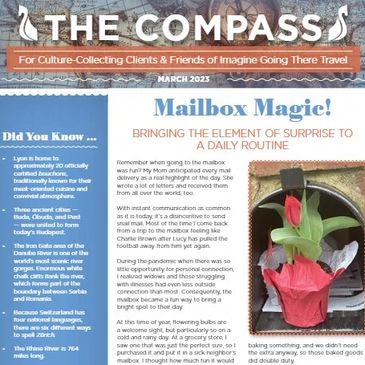 "Mailbox Magic!" March 2023 edition of Imagine Going There Travel's Print Newsletter.