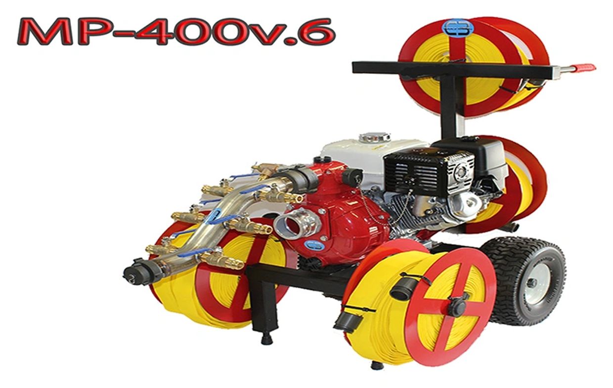 MP-400v.6  home Honda powered mobile fire pump cart system by Code3 Water with fire hoses and reels