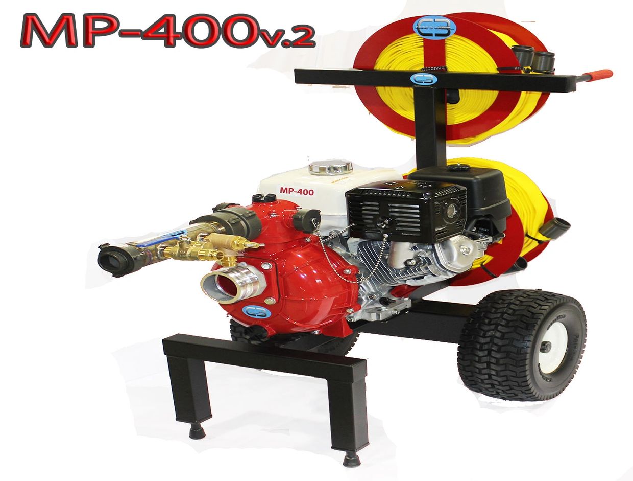 MP-400 home Honda powered mobile fire pump cart system by Code3 Water with hoose reels and fire hose