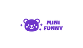 Purple bear face logo with text 'Mini Funny'