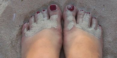 Bare feet in the sand - LoveYourFeetNow.com