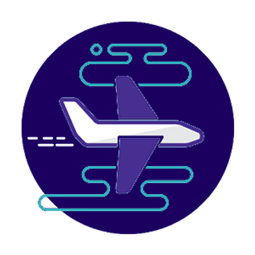 round logo with airplane