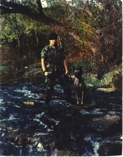 Trish US Air Force Military Dog Trainer. Snake Pit, Lackland AFB 1998 Texas. 