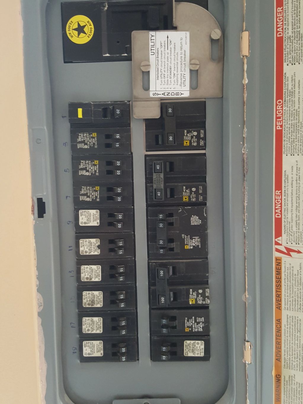 Manual bypass switch for a backup generator