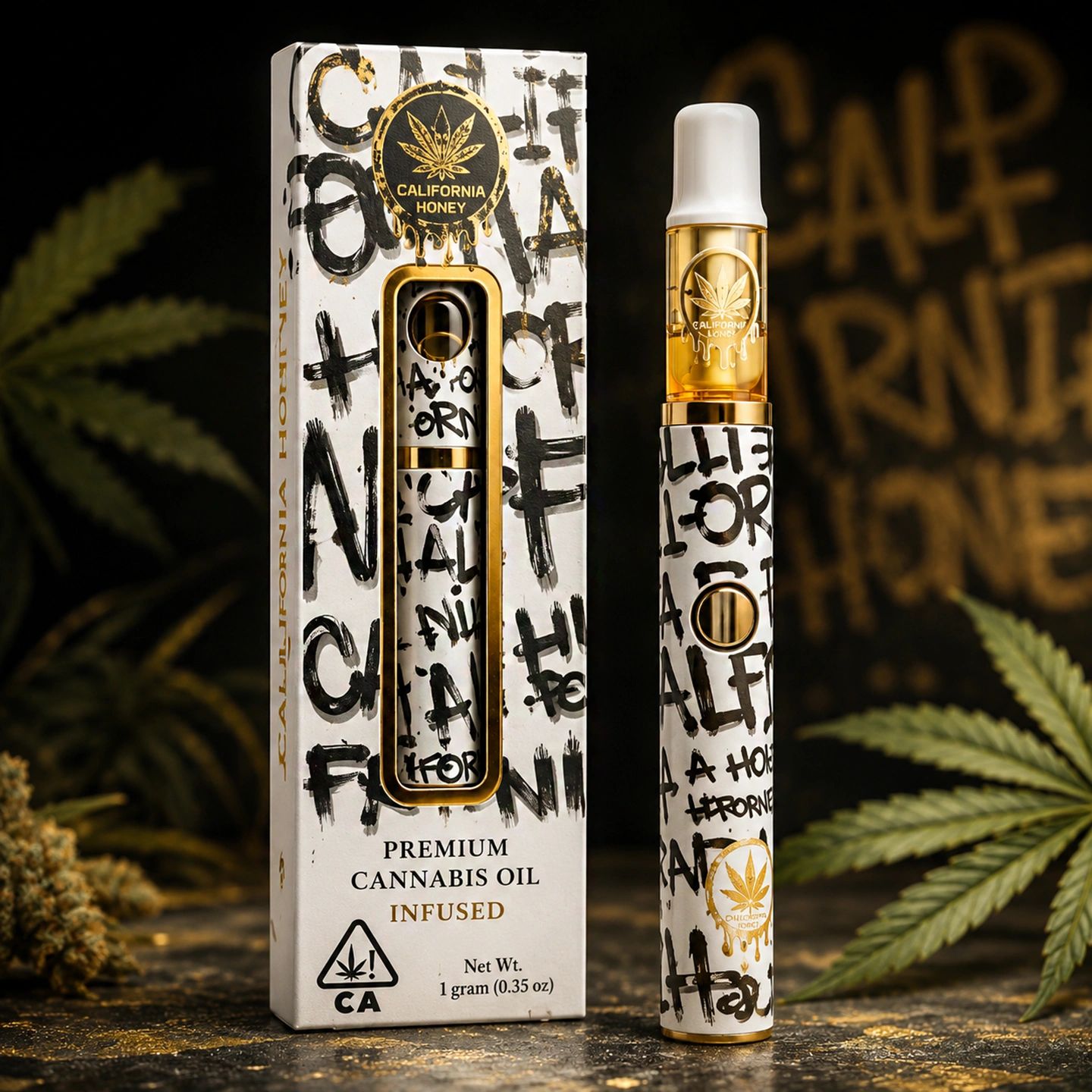 California Honey premium cannabis oil vape pen with stylish packaging.